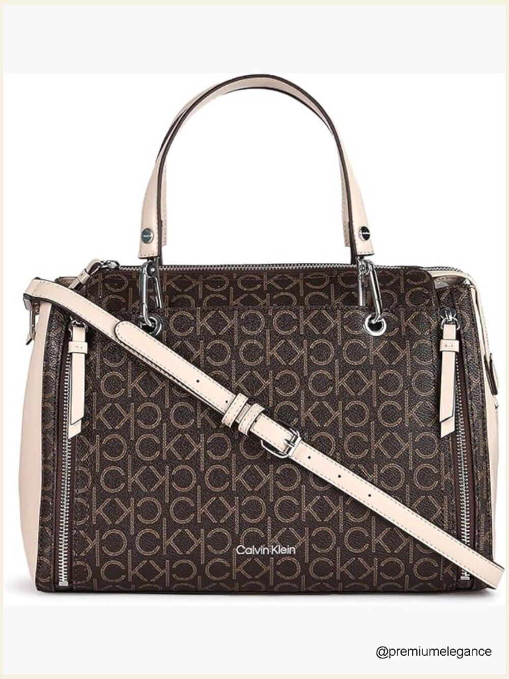 Vegan Leather Satchel with Crossbody Strap and Interior Pouch